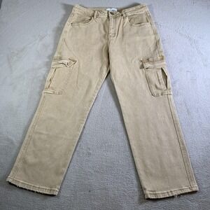 High-Rise Cargo Jeans in Light Beige - Women